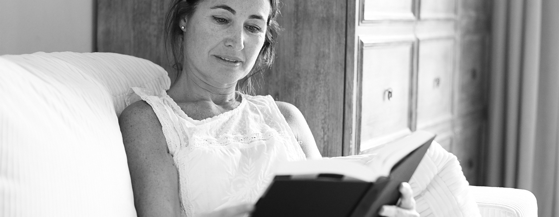 a woman reading a book